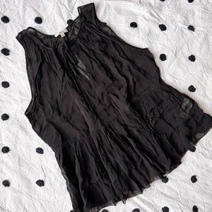 Wilfred Aritzia Sheer Sleeveless Trapeze Peplum Tank Top Blouse Black